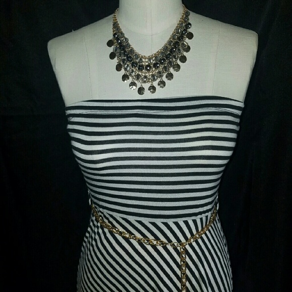 Striped strapless dress - Picture 2 of 3