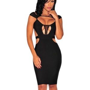 Black mini cut out bandage dress