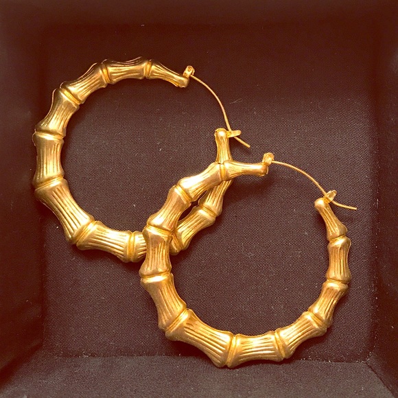 bebe Jewelry - NWOT Bebe Gold Bamboo Hoop Earrings