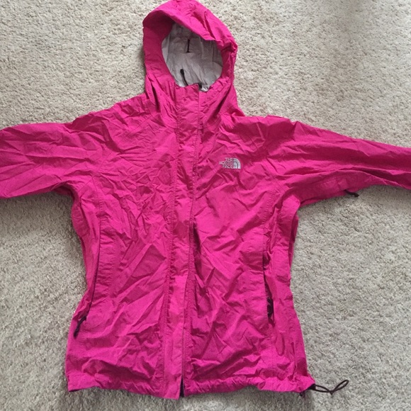 Pink north face rain jacket