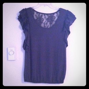 Gray Cotton Short-sleeved Shirt