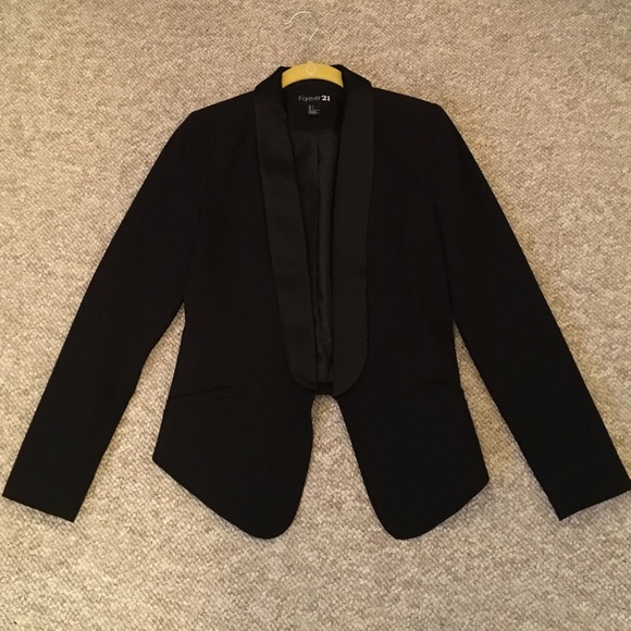 Black blazer with satin accents
