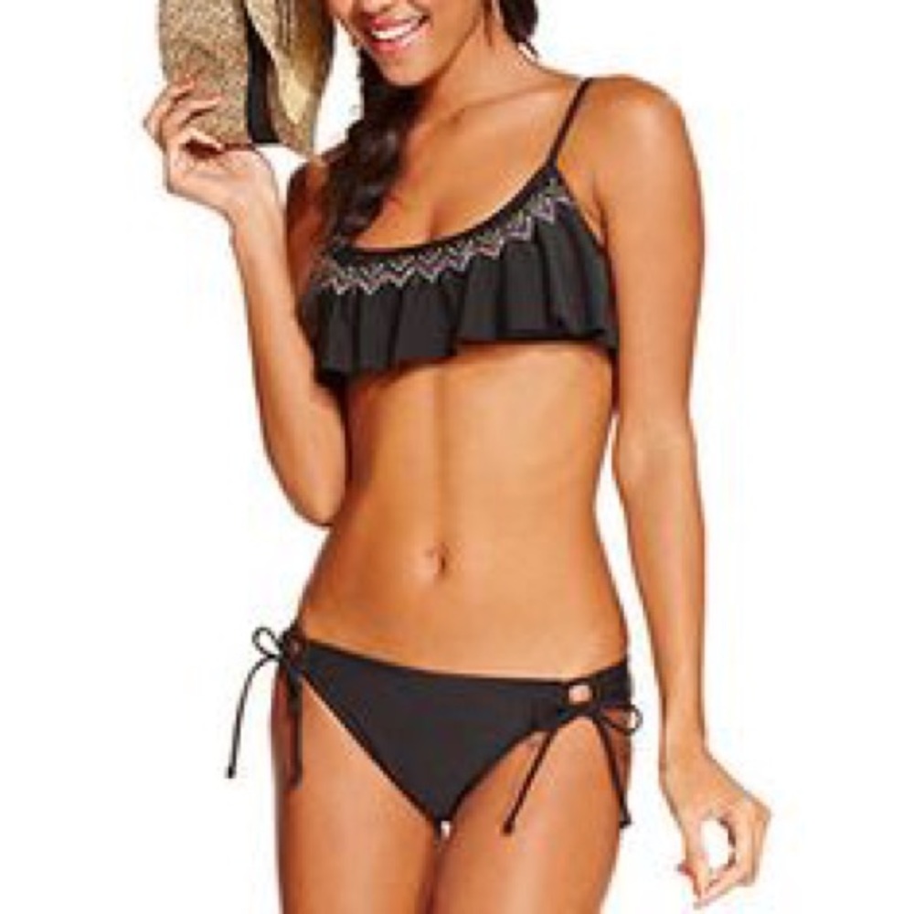 Hobie black flounce bikini set