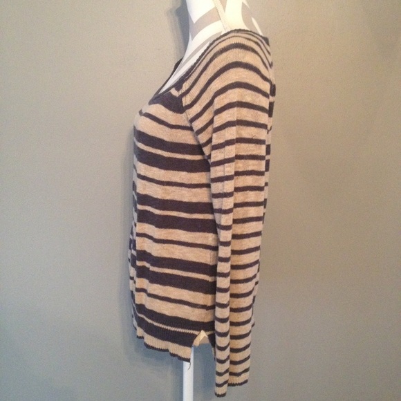 Lucky Brand beige and navy striped sweater - Picture 3 of 4
