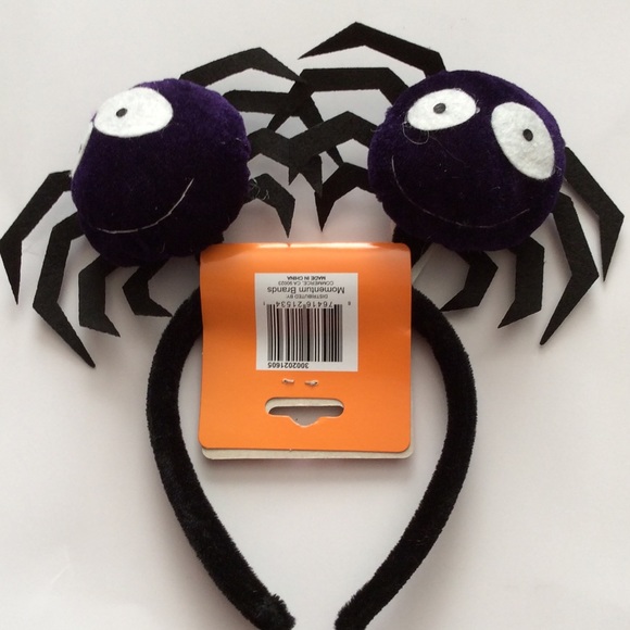 Purple plush smiling spider Headband 9" nwt
