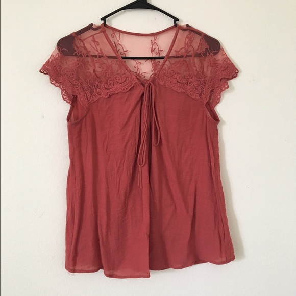 Burnt orange lace top