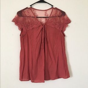 Burnt orange lace top