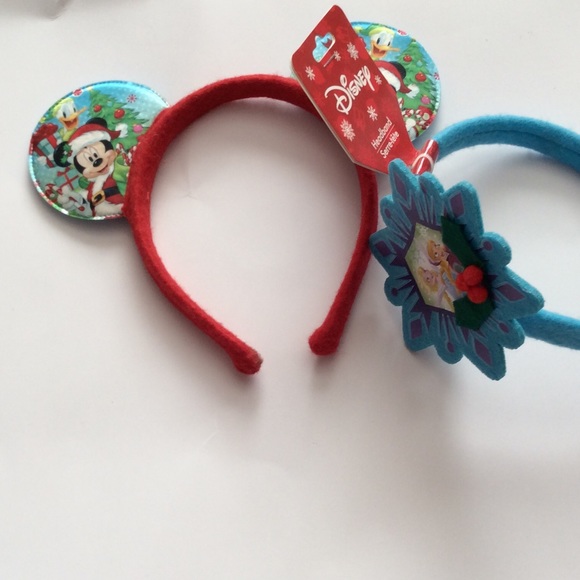 Two Christmas Disney headbands frozen and Mickey