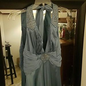 Light blue halter formal dress