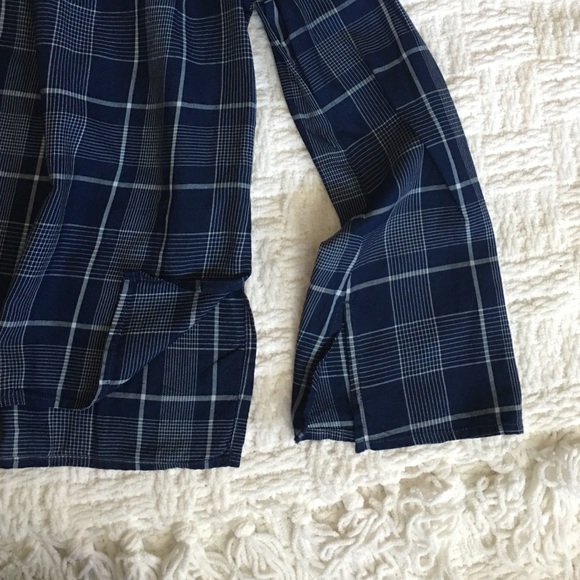 Anthropologie Tops - Cloth & Stone Plaid Blue Off-the-shoulder Top Anthropologie Tops - Cloth & Stone Plaid Blue Off-the-shoulder Top