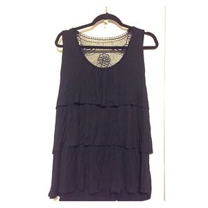 Black lace-like sleeveless top