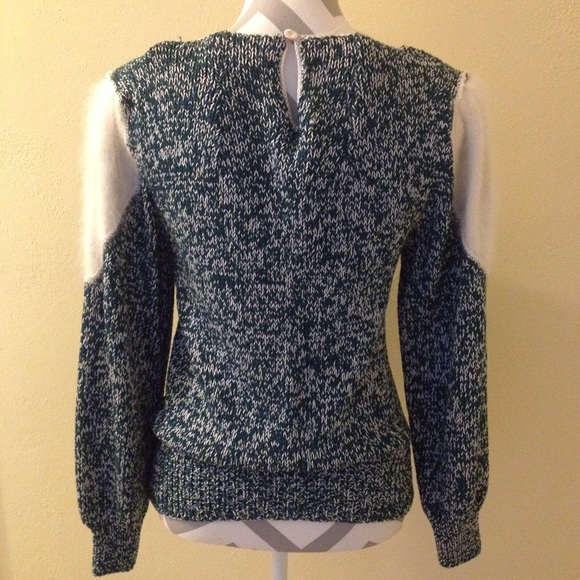 Vintage Teal Knit Sweater with Capped Sleeves - Picture 2 of 5