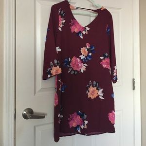 Maroon Floral shift dress
