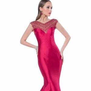 STUNNING Terani Couture Evening Gown in Cherry Red