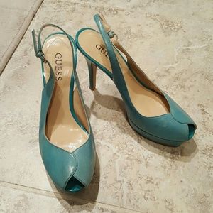 Guess platform peep toe heels