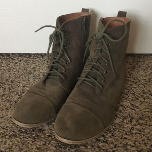 Olive faux suede booties