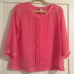 Hot pink sheer 3/4 sleeve shirt