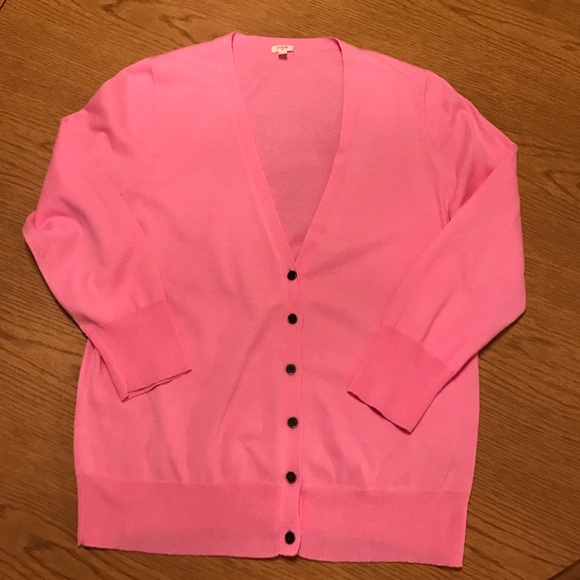 JCrew Pink 3/4 Sleeve V-neck Sweater