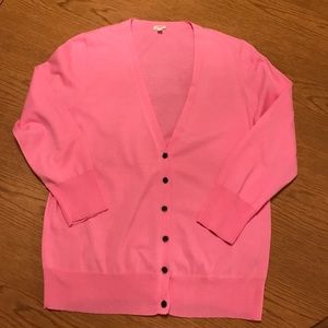 JCrew Pink 3/4 Sleeve V-neck Sweater