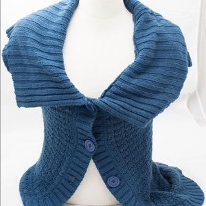 Cerulean blue cowl necked cardigan