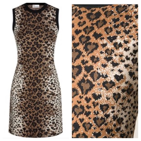 NWT RED Valentino Heart-Leopard-Print Dress - Picture 4 of 7