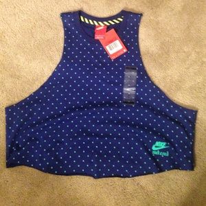Nike track and field tank navy with turquoise