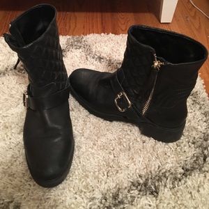 Zara black leather quilted boots. Size 10.5 or 41.