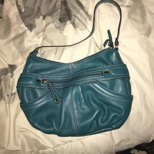 Blue leather purse