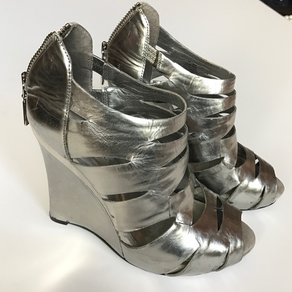 BCBG Silver Shiny Metallic High Heels