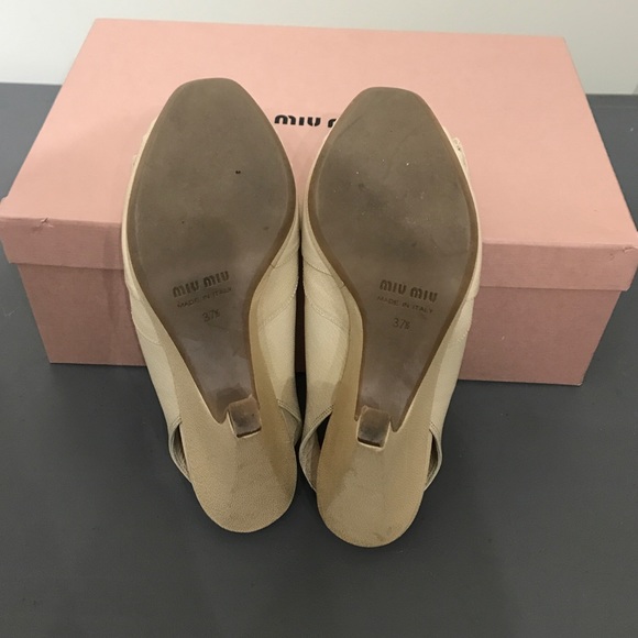Mui Mui beige/cream bow wedges size 37.5 - Picture 2 of 4