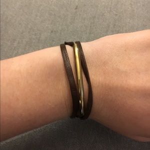 Leather Bar Bracelet in Dark Brown