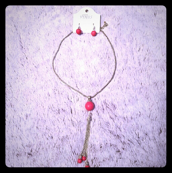 NWT Coral necklace and earring set