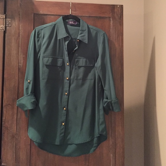 Hunter green button down - S