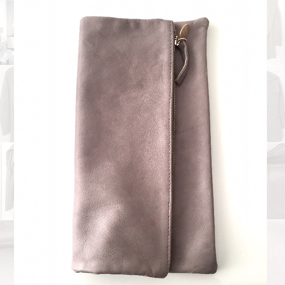 Claire Vivier grey leather fold over clutch