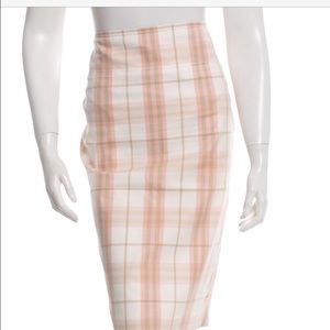 Burberry pink plaid pencil skirt