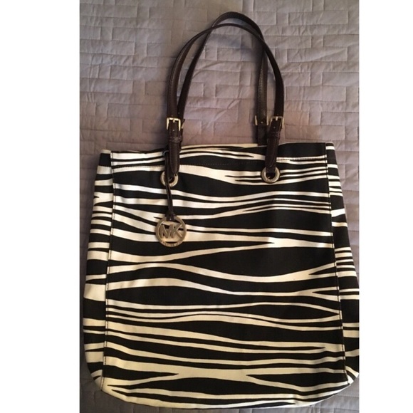 Michael Kors Canvas Zebra Print Large Tote