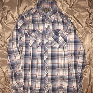 BKE brand Plaid Shirt with Cinch Sleeve