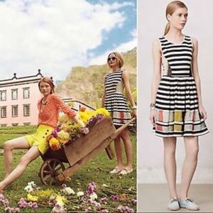 Stripe and watercolor dress