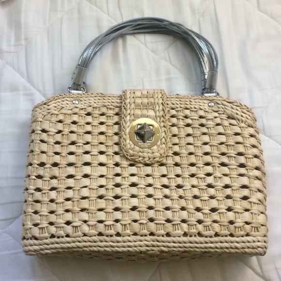 Kate Spade Darlington woven straw/ leather bag
