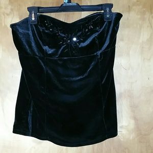 WHBM Black Velvet Jeweled Bustier