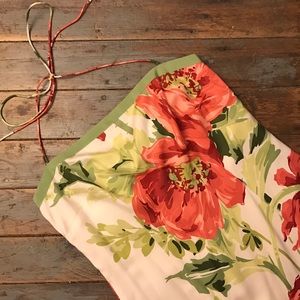 Ann Taylor Drop Waist Flowered Strapless Dress