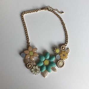 Floral Crystal Gold Necklace