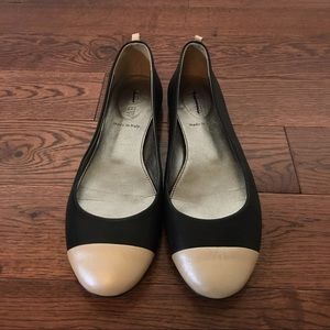 JCrew black and cream leather flats
