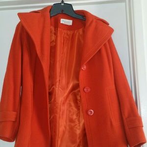 Burnt orange pea coat