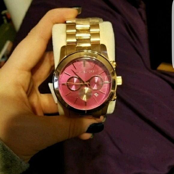 Pink and gold Michael Kors watch
