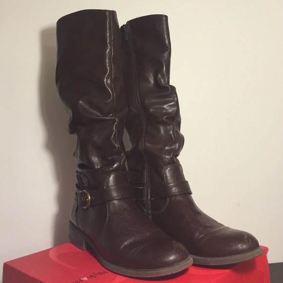 Wide Calf Riding Boot (Brown)