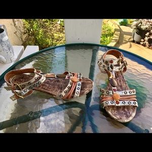 SALE! Aldo Strappy Silver Beaded Leather Sandals