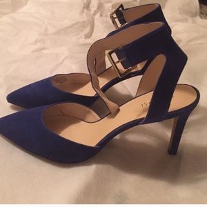 Nine West blue heels with thick ankle strap
