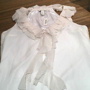 White House Black Market Ruffled Sleeveless Blouse