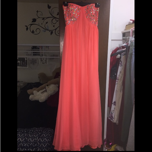 Coral Color Long Formal Dress